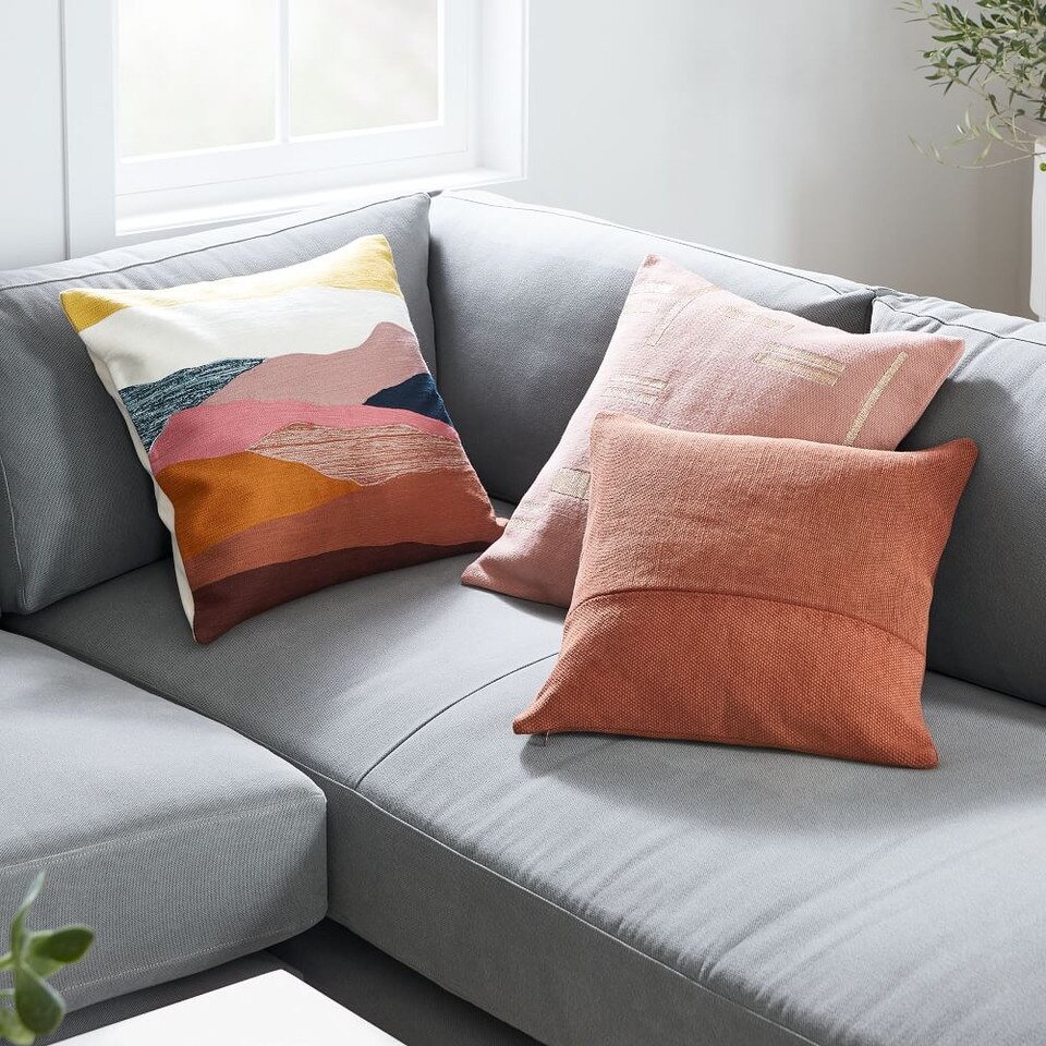 Embroidered Metallic Blocks Cushion Cover West Elm Australia